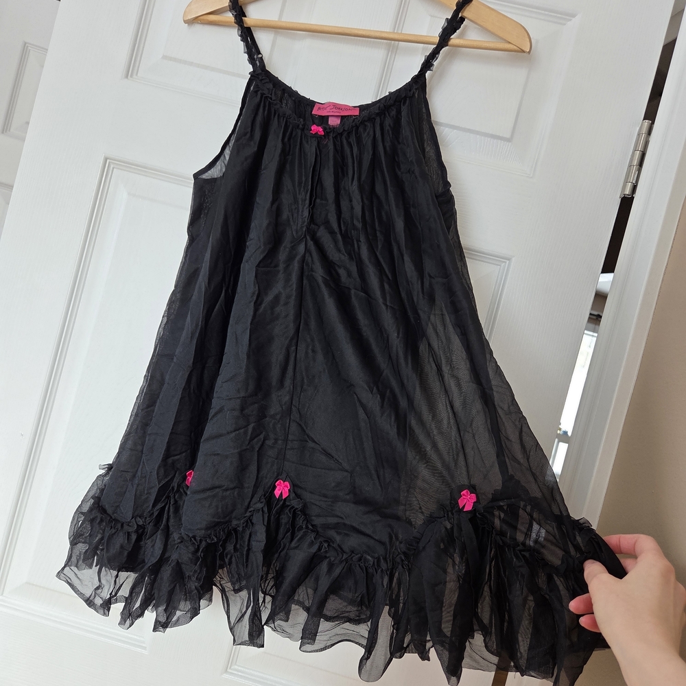 Betsey Johnson Black Mesh babydoll mini dress